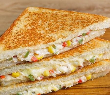 Chesse Corn and Cucumber Sandwich